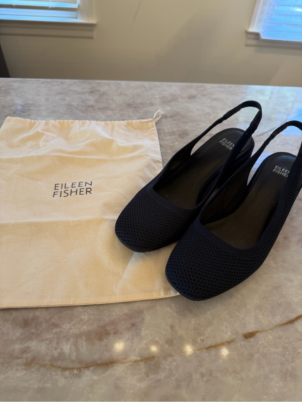 Eileen Fisher Women's Navy Slingback Knit Flats